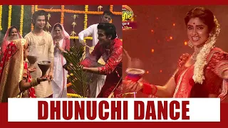 Anirudh, Bondita & Sayantani Ghosh performing the traditional bengali Dhunuchi dance|Barrister Babu