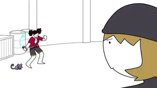 JaidenAnimations is against the kitchen floor