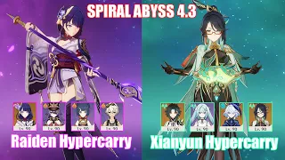 C0 Raiden Hypercarry & C0 Xianyun Xiao Hypercarry | Spiral Abyss 4.4 | Genshin Impact