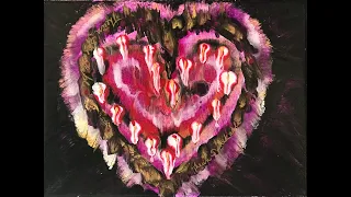 Acrylic Pour Painting #580- Heart Process Painting
