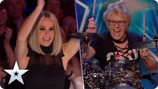 SURPRISE! INSPIRATIONAL drummer Crissy Lee ROCKS OUT in her 70s! | Auditions | BGT 2020