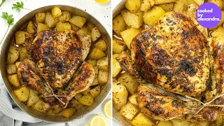 Greek roast chicken with potatoes | Whole roast chicken recipe - Cooked By Alexandra