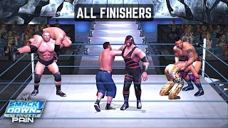 WWE Smackdown Here Comes The Pain - All Finishers (including removed superstars)