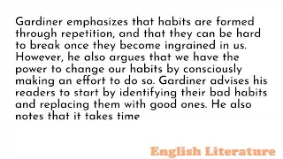 Summary of On Habits by  A.G. Gardiner