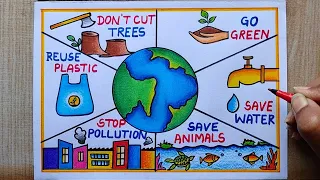 World Environment Day drawing easy |Lifestyle for Environment 🌎 poster drawing | Save Nature Drawing