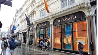 🇬🇧🌧☔️⛈️🌧 LONDON RAIN WALK, INDULGE IN MAYFAIR'S LUXURY WINDOW SHOPPING, DISCOVERING LUXURY BRANDS