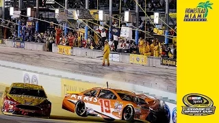 Edwards and Logano tangle with 10 to go collecting several drivers