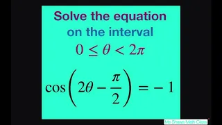 Solve the Trig equation cos(2x - pi/2) = -1 on the interval [0, 2pi)