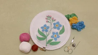 Вышивка гладью для начинающих. Вышиваем незабудки.stitch embroidery for beginners.