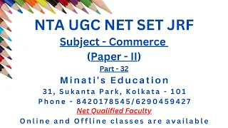 Commerce - Part 32 for NTA UGC NET SET JRF CFA CMA CPT FRM