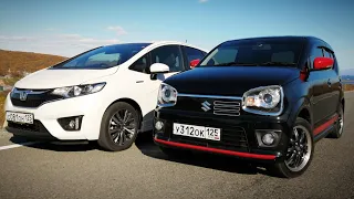 Гонка Honda Fit Гибрид vs Suzuki Alto TURBO RS. Неожиданный исход