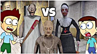 Granny Chapter Two vs Evil Nun | Shiva and Kanzo Gameplay