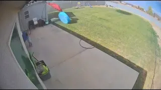 Strong Winds Blow Trampoline and Kiddie Pool Away - 1328460