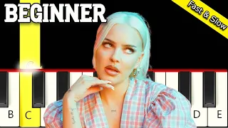 PSYCHO - Anne-Marie & Aitch - Baseline - Fast and Slow Piano Tutorial - Beginner