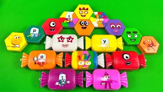 Pick up Numberblocks with CLAY inside Hexagon Shapes, Big Candy,... Coloring! Satisfying ASMR Videos