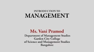 Introduction to management