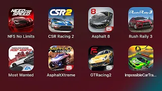 IMPOSSIBLE CAR TRACKS 3D,GT RACING 2,ASPHALT XTREME,NFS MOST WANTED,SUH RALLY 3,ASPHALT 8,SCR RACING