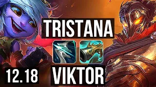 TRISTANA vs VIKTOR (MID) | 10/0/4, 3.0M mastery, Legendary, 500+ games | KR Diamond | 12.18