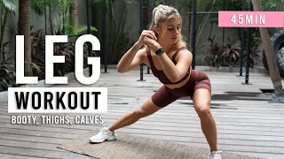 45 MIN KILLER LEG WORKOUT | Booty, Thighs, Calves | Lower Body HIIT | No Equipment, No Repeats