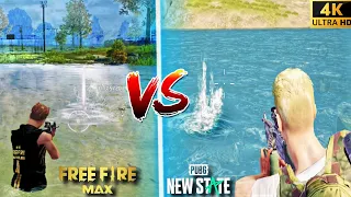 FREE FIRE MAX VS PUBG NEW STATE TOP 10 PHYSICS COMPARISION IN 4K