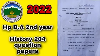 B.A 2nd year history 204 question papers 2022