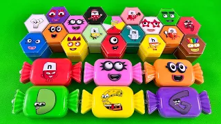 Numberblocks - Looking All CLAY with Super Candy Shapes... Mix Coloring! ASMR