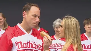 Weigh-in for Nathan's Famous hotdog eating contest