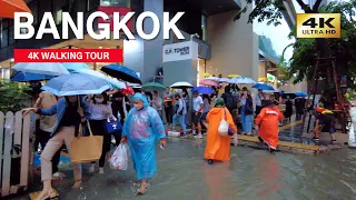 [4K] Flooding in Bangkok, Thailand 🇹🇭 Walking Silom Road in Heavy Rain