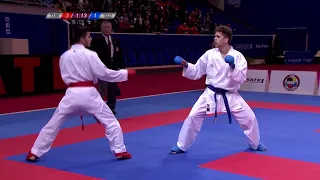 Karate Male Kumite -60kg. Noah Pisino of Switzerland vs Eray Samdan of Turkey