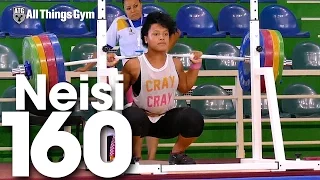 Neisi Dajomes (69kg, Ecuador, 18y/o) 160kg x4 Back Squat Cray Cray 2016 Junior Worlds