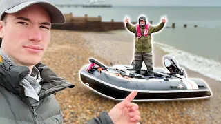 We got an inflatable fishing boat! - catching and cooking food from the sea