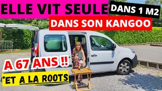 ÉLISA 67 ANS, dort, voyage et vit seule dans son KANGOO AMÉNAGÉ - [ma vie dans 1m²] (femme nomade)