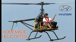 Homemade helicopter using a Hyundai engine