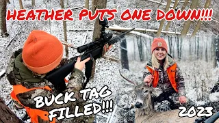 HEATHER PUTS ONE DOWN!!! (Buck Tag Filled) - Last Week of NY Rifle Season 2023