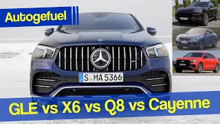 Best SUV Coupé comparison BMW X6 vs Audi Q8 vs Porsche Cayenne Coupé vs Mercedes GLE Coupé