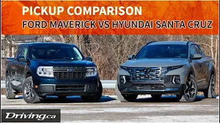 2022 Ford Maverick vs Hyundai Santa Cruz | Pickup Comparison | Driving.ca