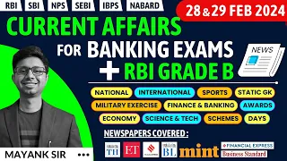 CURRENT AFFAIRS for BANKING EXAMS- 28th & 29th FEB, 2024