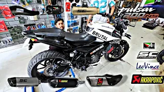 Trying 12 different exhaust on my Bajaj Pulsar NS 200 | akrapovic, leovince, sc project, arrow etc.