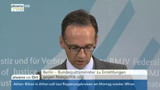 Pressefreiheit: Heiko Maas zu den Ermittlungen gegen Netzpolitik.org am 31.07.2015