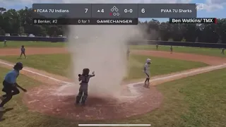 Dust devil surprises young baseball players at Florida game
