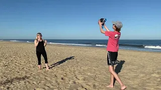 Autistic and Nonverbal teen, Gabe Plays catch at the beach with Moms! @fortheloveofgabe