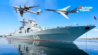 Terrifying !! Russian Navy Launches Fleet Ships and Strategic Bombers Fly Over In Arctic Ocean