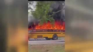 School bus catches on fire in New Orleans