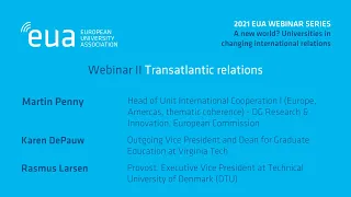 EUA webinar series on global relations - Webinar II: Transatlantic relations