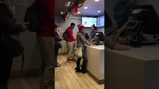 Lady goes crazy at McDonalds over a broken milkshake machine. (watch till the end)