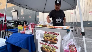Mexican Hot Dog Stand Vendor In L.A - Los Angeles Street Food