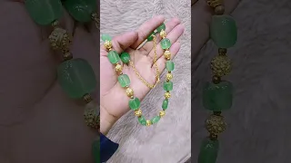 Green Color Beads Necklace Designs