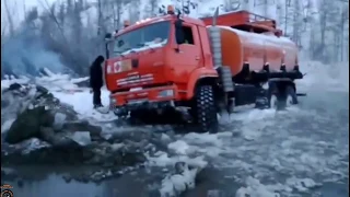 Мастерство и безбашенность водителей тяжелых грузовиков на севере России  выпуск #63