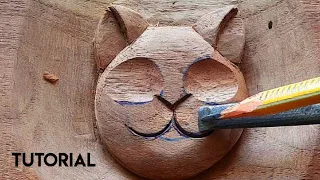 wood carving cat face | tutorial |UP wood art