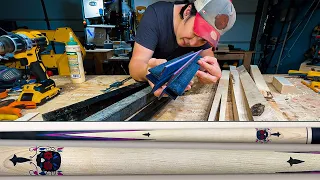 Making a Full-Splice Pool Cue from Scratch (No Talking, just Woodworking)